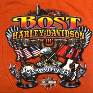 Harley Davidson Shirt Unisex szS Orange SS Crew Neck Tee Bost Nashville TN 2008